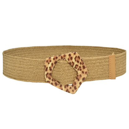 Round Braided Resin Buckle Ladies Belt