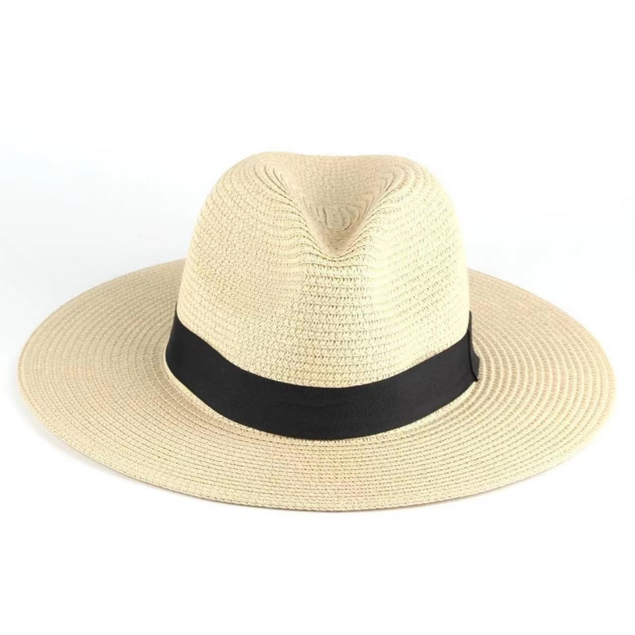 Unisex Summer Sun Protection Straw Wide Brim Beach Hat Panama