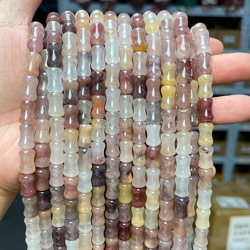 8 * 12Mm natural violet stone bamboo tube beads