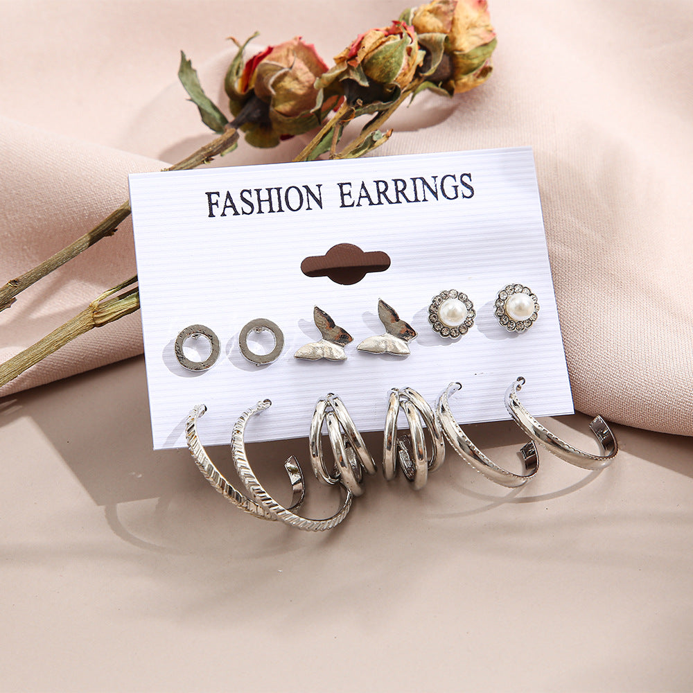 6-Pair C-Shaped Earring Set