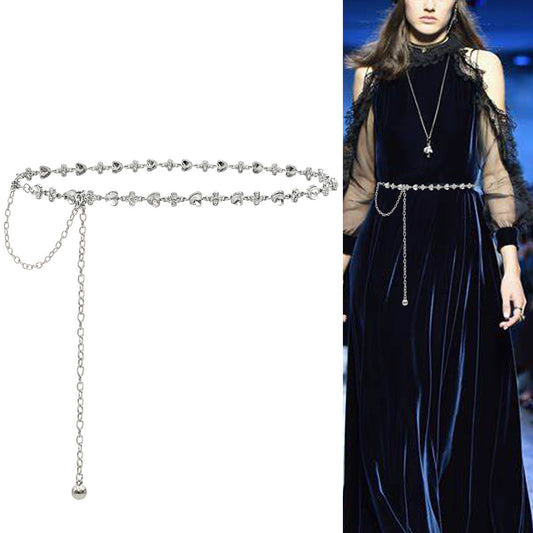 Silver Diamond Pearl Waist Chain