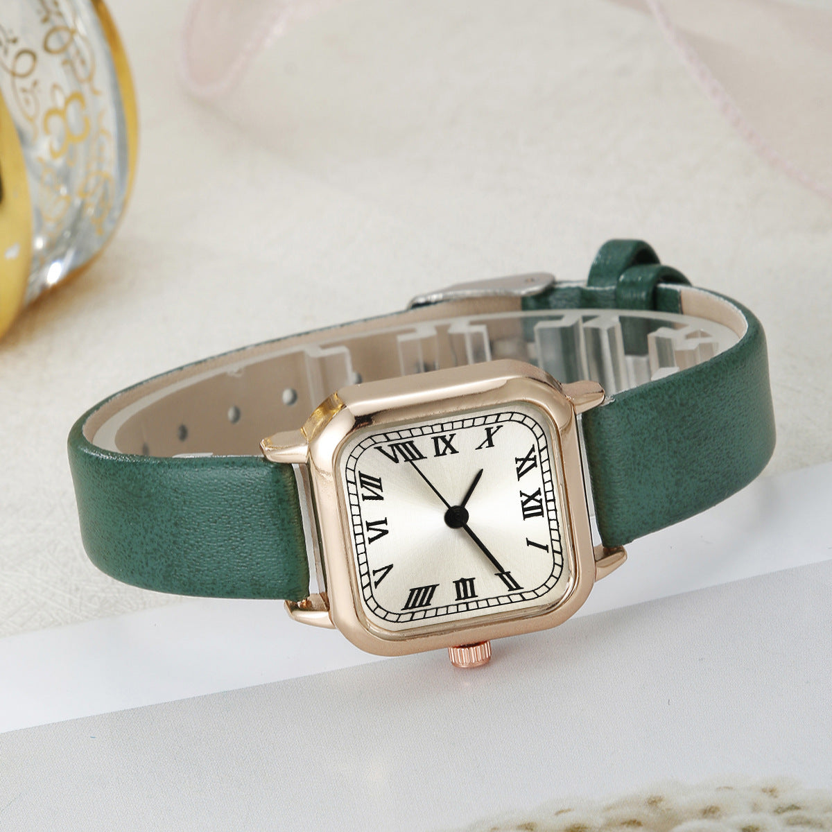 Square Watch Dial Belt Women's Jewelry Set