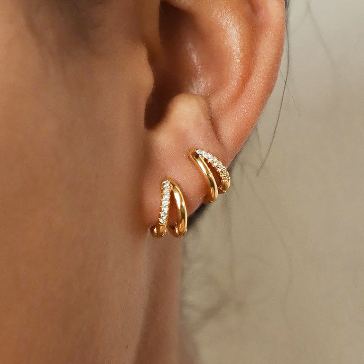 Geometric Double-Circle Drop Earrings