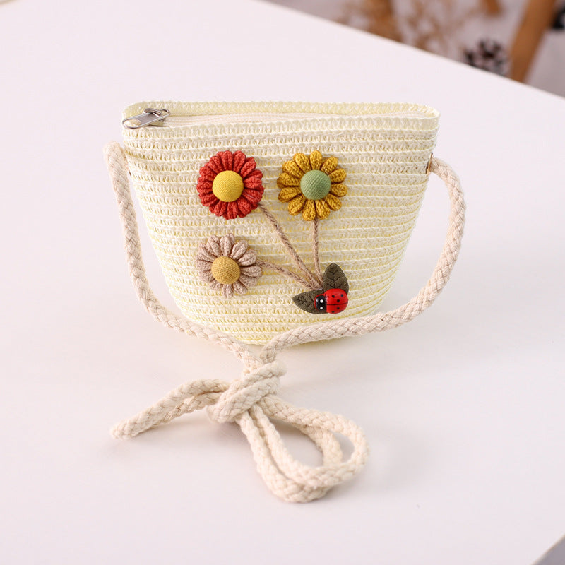 Floral Family Straw Hat Bag Set Summer Outdoor Fresh Beach Sun