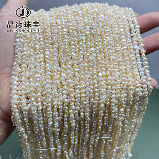 3-4Mm natural freshwater pearl with light cross-hole loose beads on both sides
