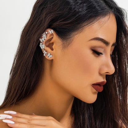 Temperament full drill retro stud earrings ear bone clip