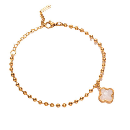 Pulseira feminina simples e chique de trevo de aço titânio - atacado 