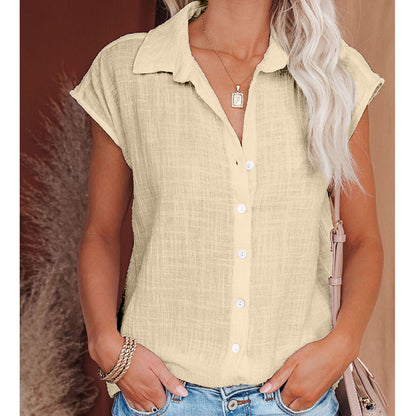 Single-breasted short-sleeved shirt for women