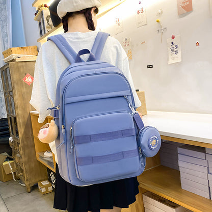 Casual campus style solid color backpack wholesale