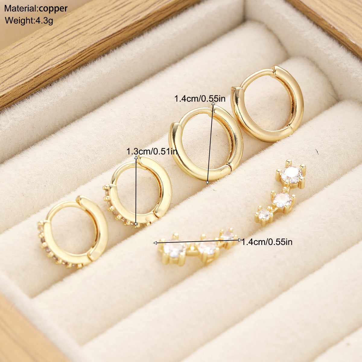 Zircon Stud Earring 3-Piece Set