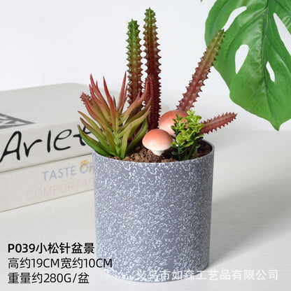 Simulation melamine cement cactus ball bonsai