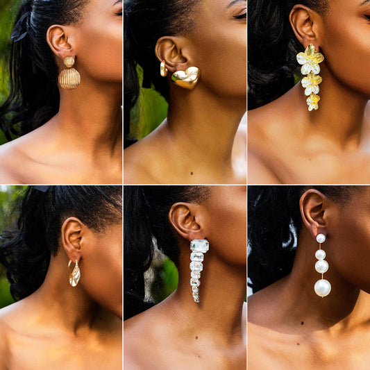 Pendientes de flores con diamantes de imitación 