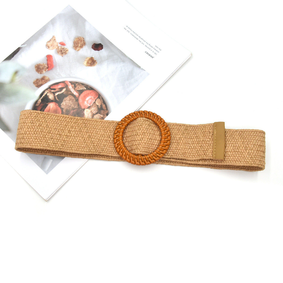Cotton and linen elastic woven elastic belt
