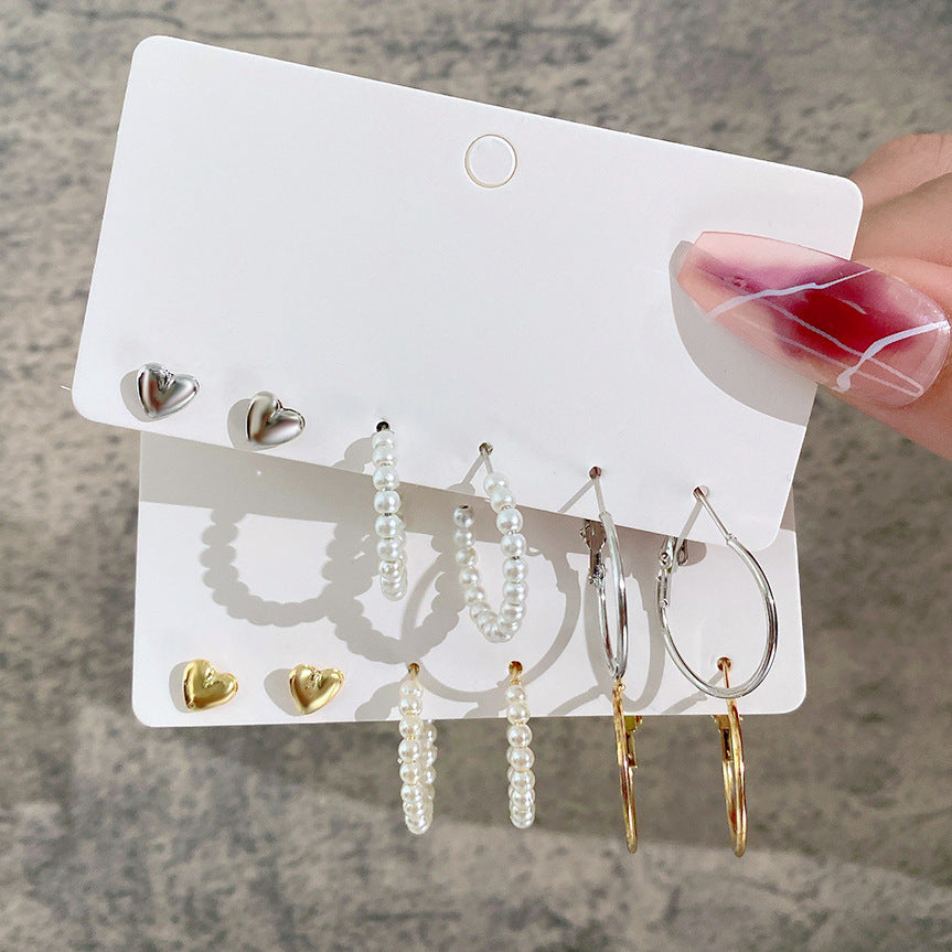 3-Pair Love & Pearl Earring Set