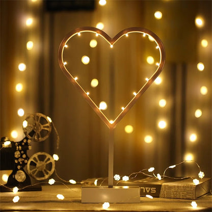 Heart Moon Table Lamp LED Night Light Pentagram Table Lamp