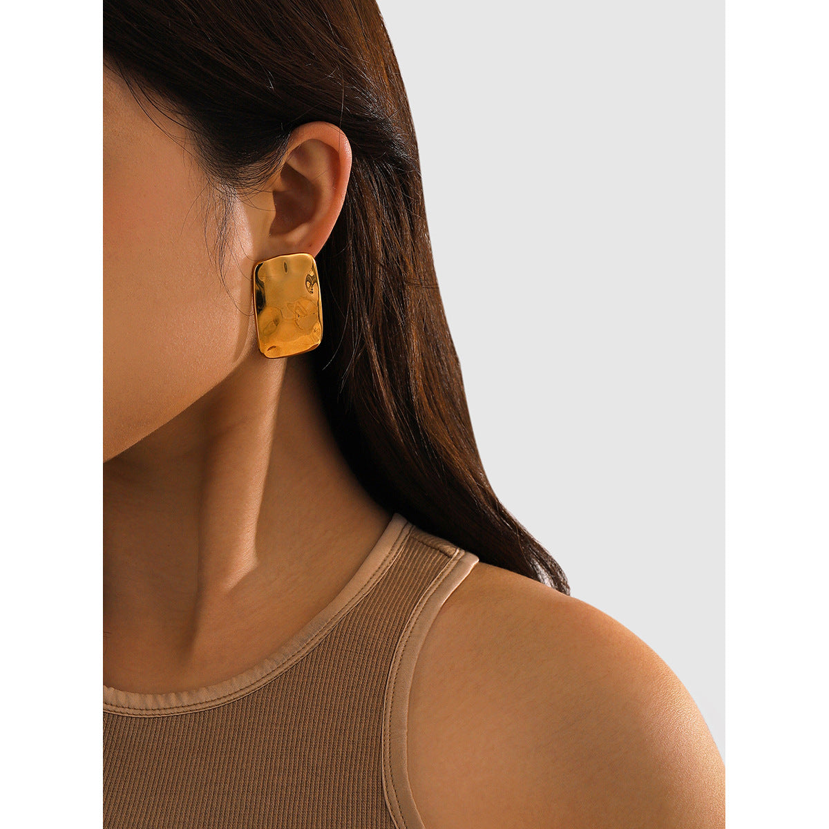 Pendientes rectangulares martillados 