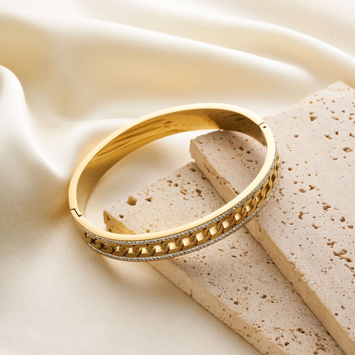 Double Row Diamond Titanium Steel Bracelet