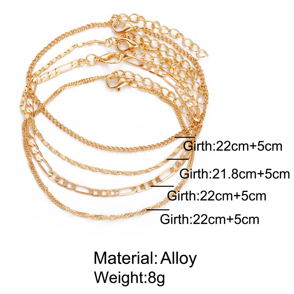 4-Piece Multi-layer Anklet Set