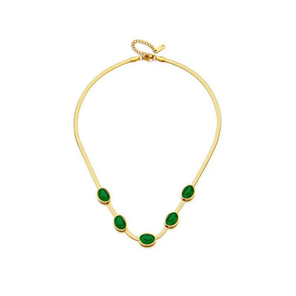 Conjunto de cadena de hoja verde turquesa vintage, collar de nicho de diseño de alta gama 