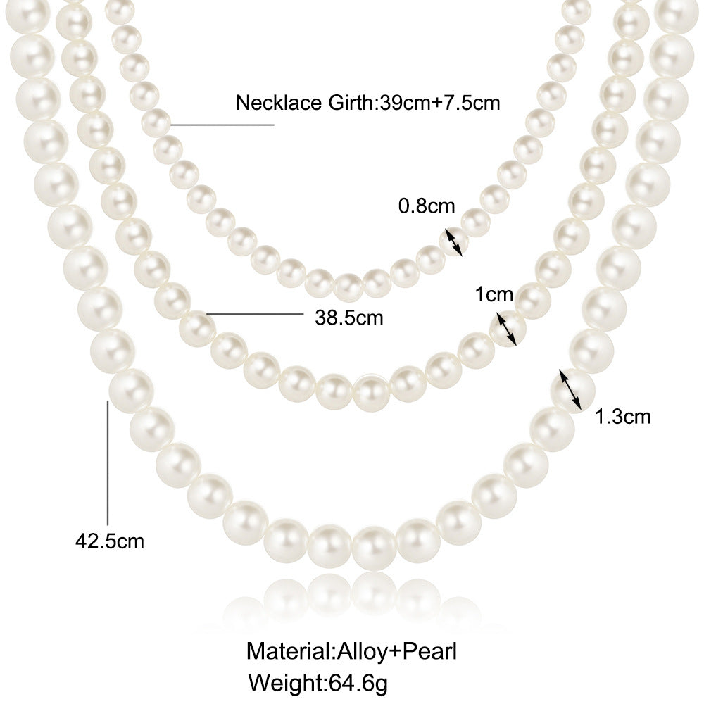 Three-layer clavicle chain vintage necklace Baroque necklace