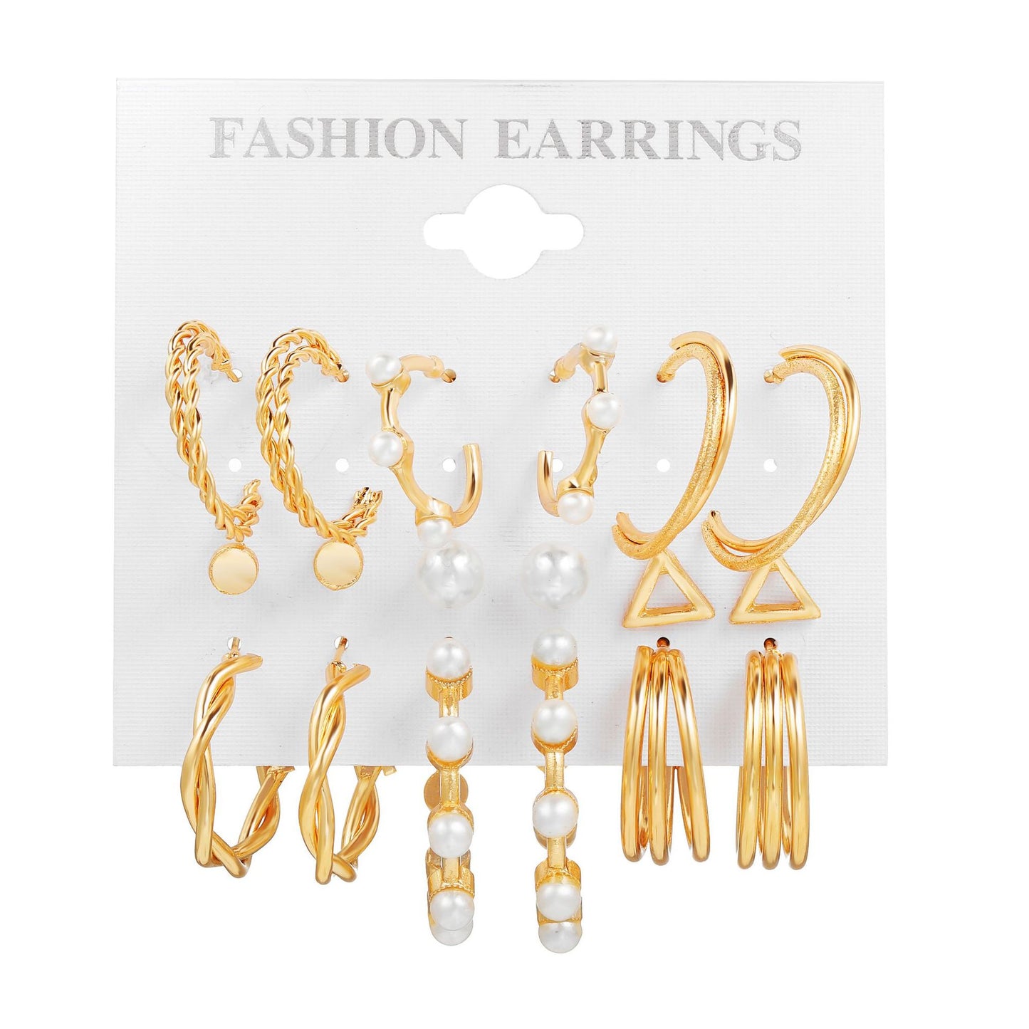 Vintage Pearl Hoop Earrings Set 9 Piece Set