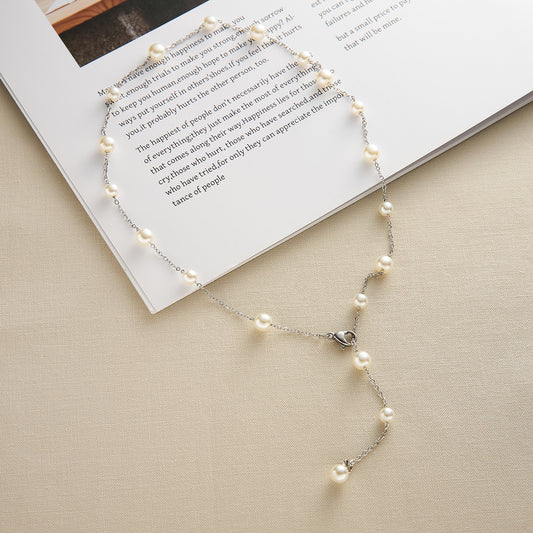 Titanium Steel Gypsy Star Pearl Necklace for Women