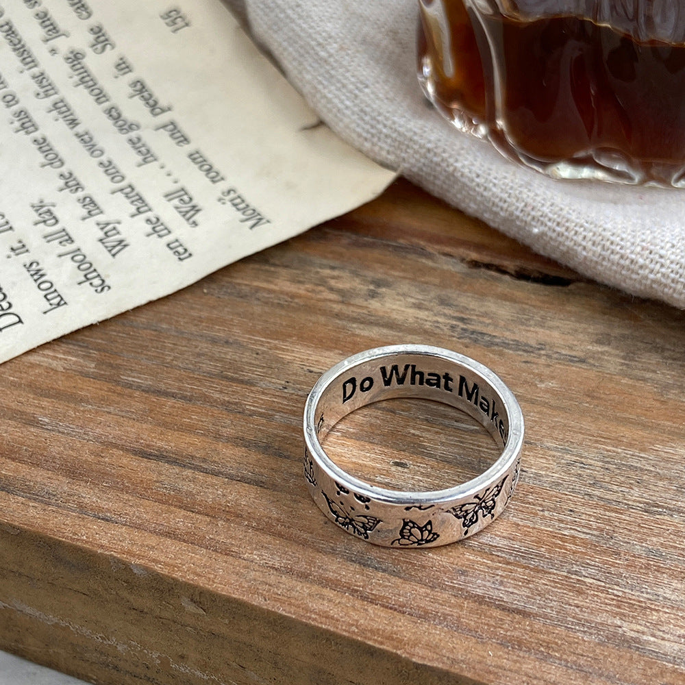 Retro Engraved Butterfly Ring
