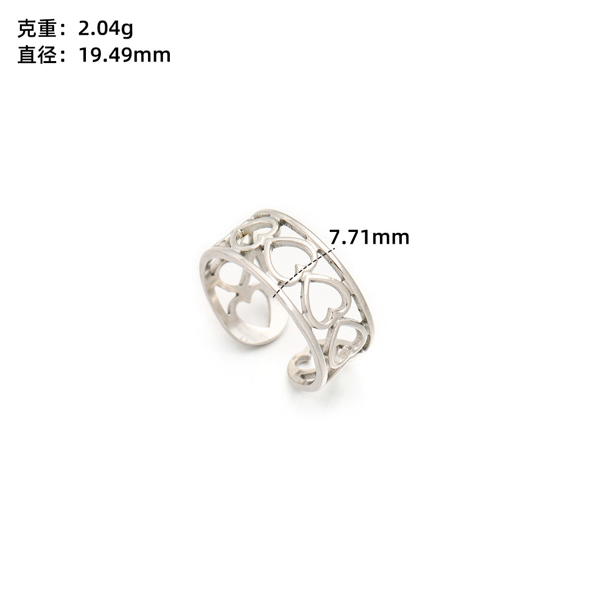 Stainless steel love open ring