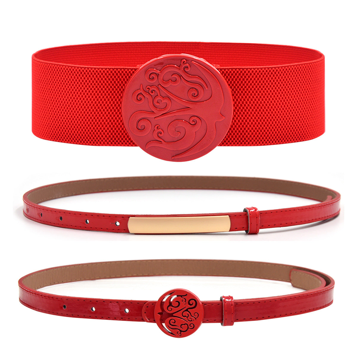 Elastic waist bright red belt