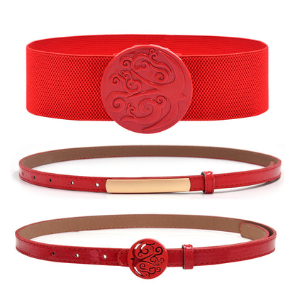 Elastic waist bright red belt