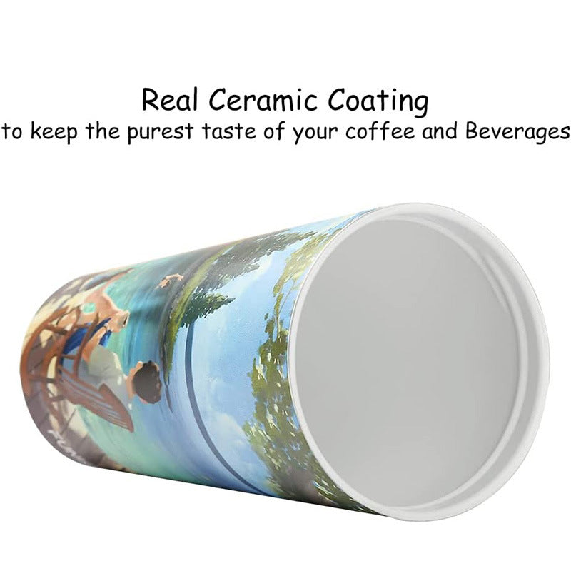 500Ml Stainless Steel Straw Cup