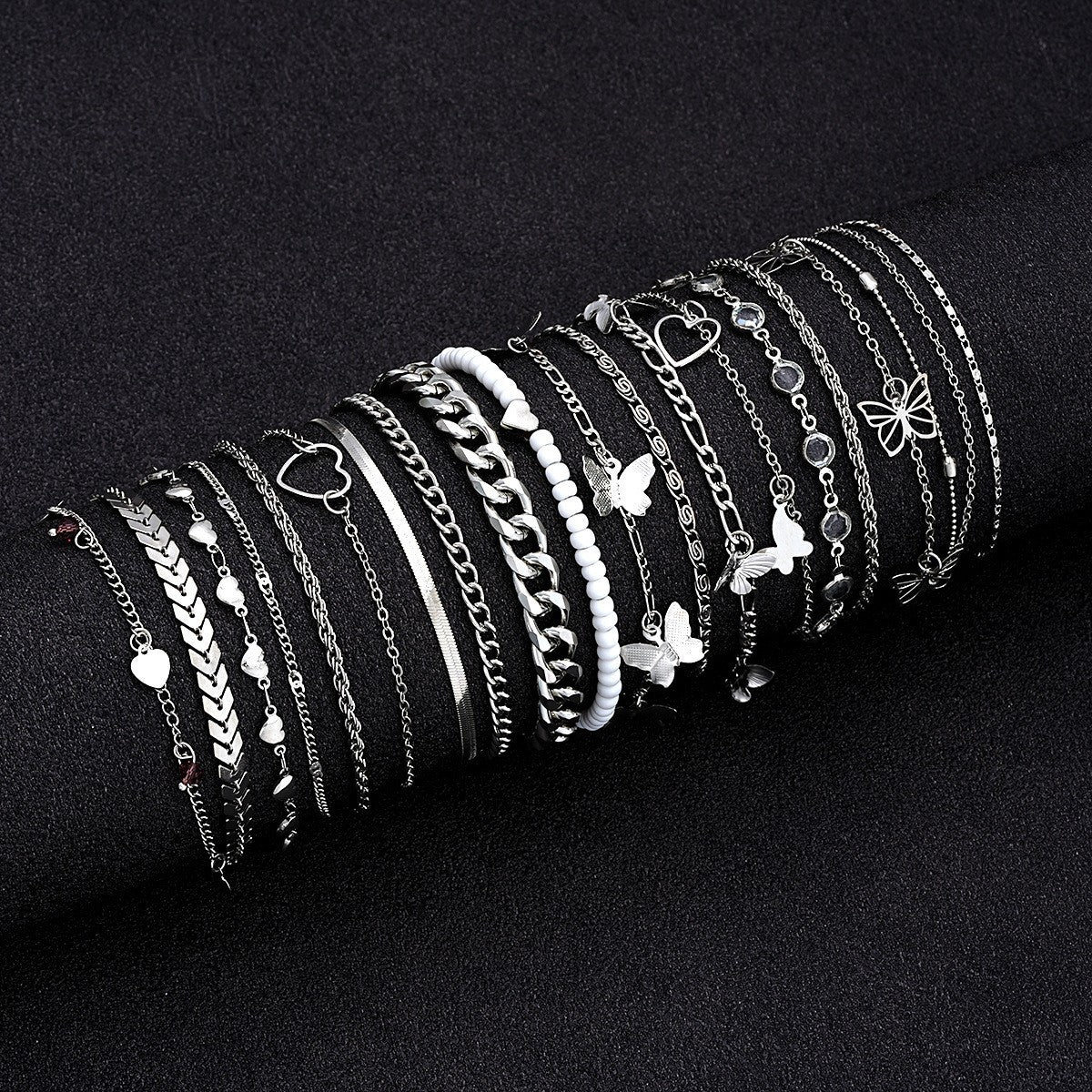 ins butterfly love multi-layer anklet set