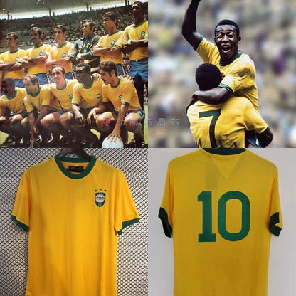 1970 World Cup Brazil Retro 10 Pel¨¦ Classic Replica Thai Jersey
