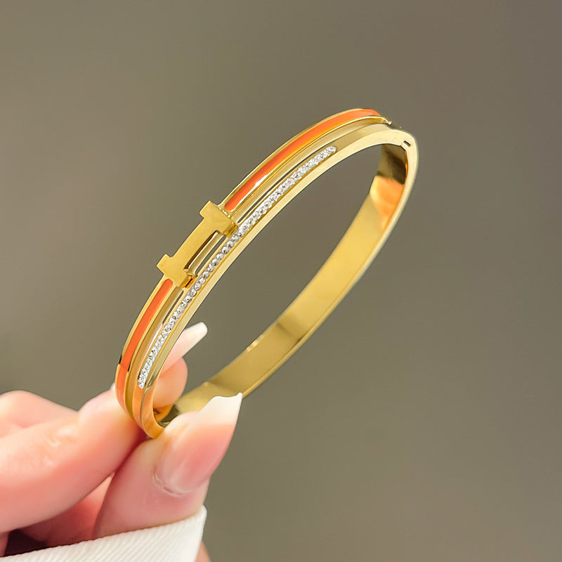 Four-leaf clover gypsy titanium steel bracelet