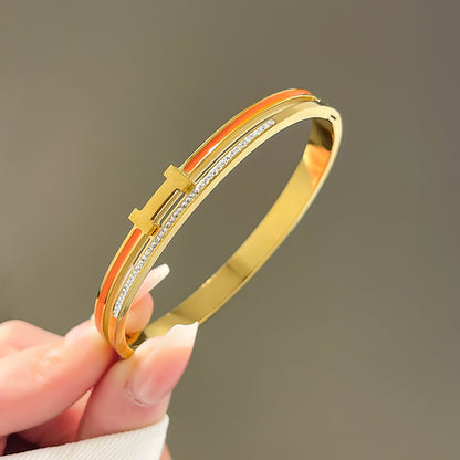 Four-leaf clover gypsy titanium steel bracelet