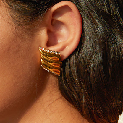 18k gold stainless steel rhinestone earrings