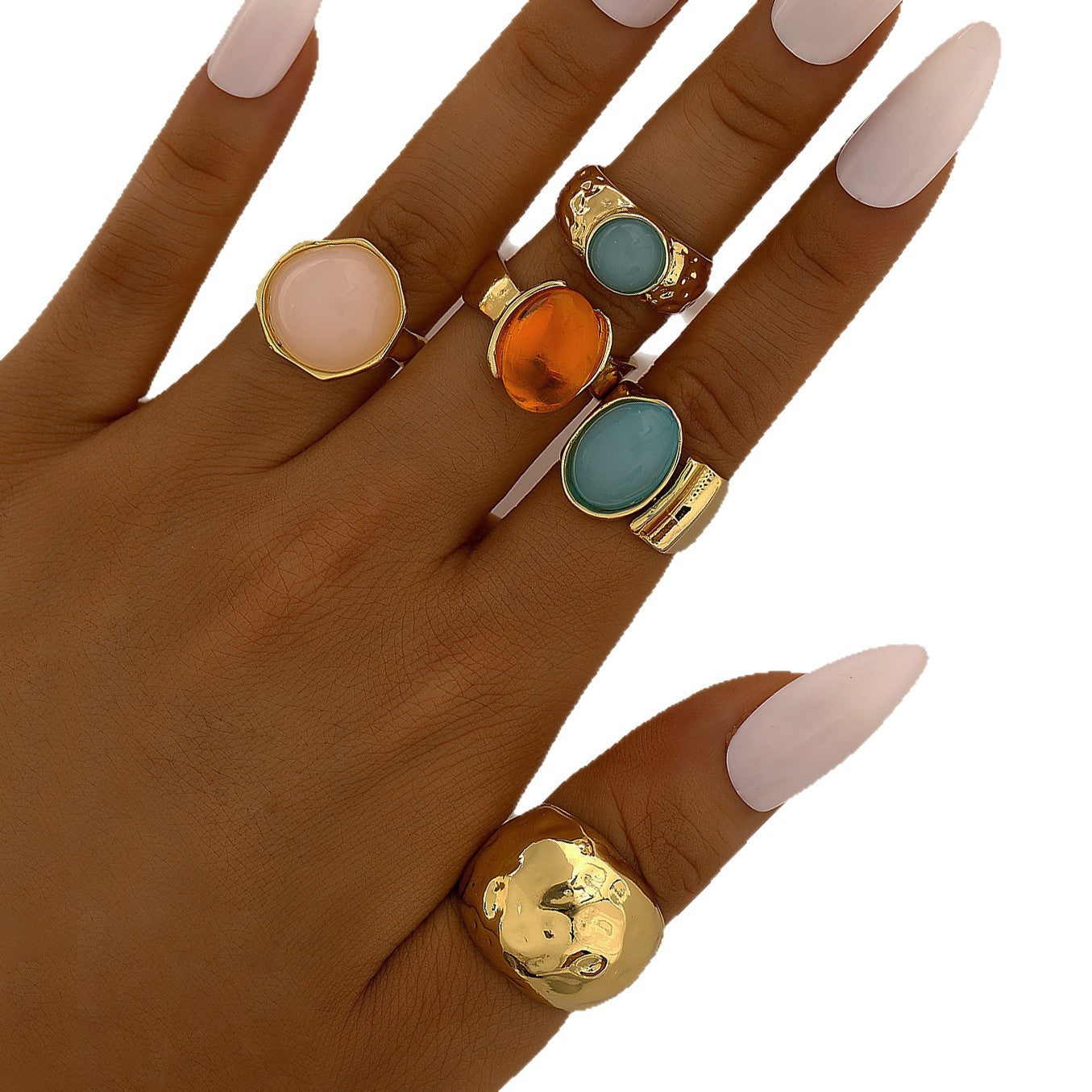 Gemstone & Geometric Ring Set