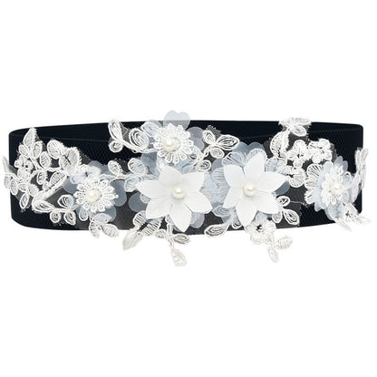 Embroidered ladies waist elastic belt