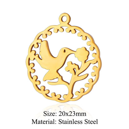 Colgante de acero de titanio con forma de elefante, lobo, tortuga, león y oso, 5 unidades por bolsa 