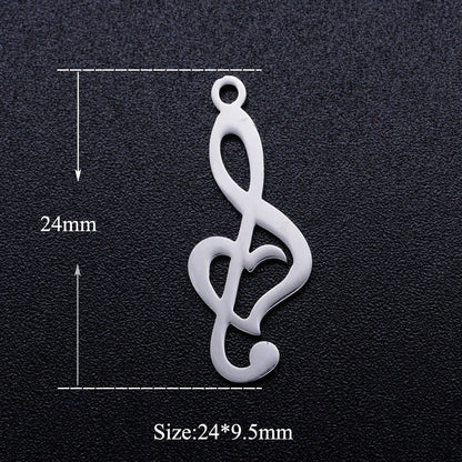 5 piezas/paquete Colgante de acero de titanio en forma de corazón con infinitas notas musicales 