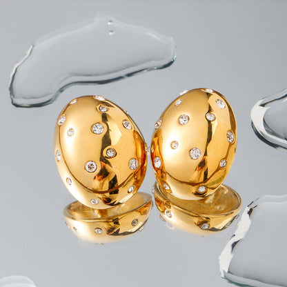 White Diamond Oval Earrings