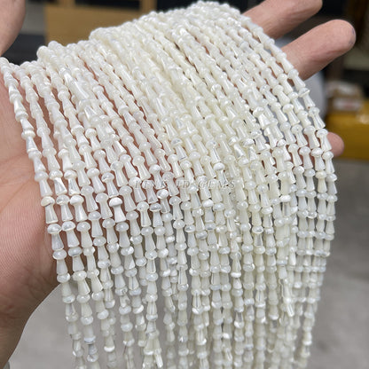4 * 7 Natural White Horseshoe Snail Small Mushroom Loose Beads