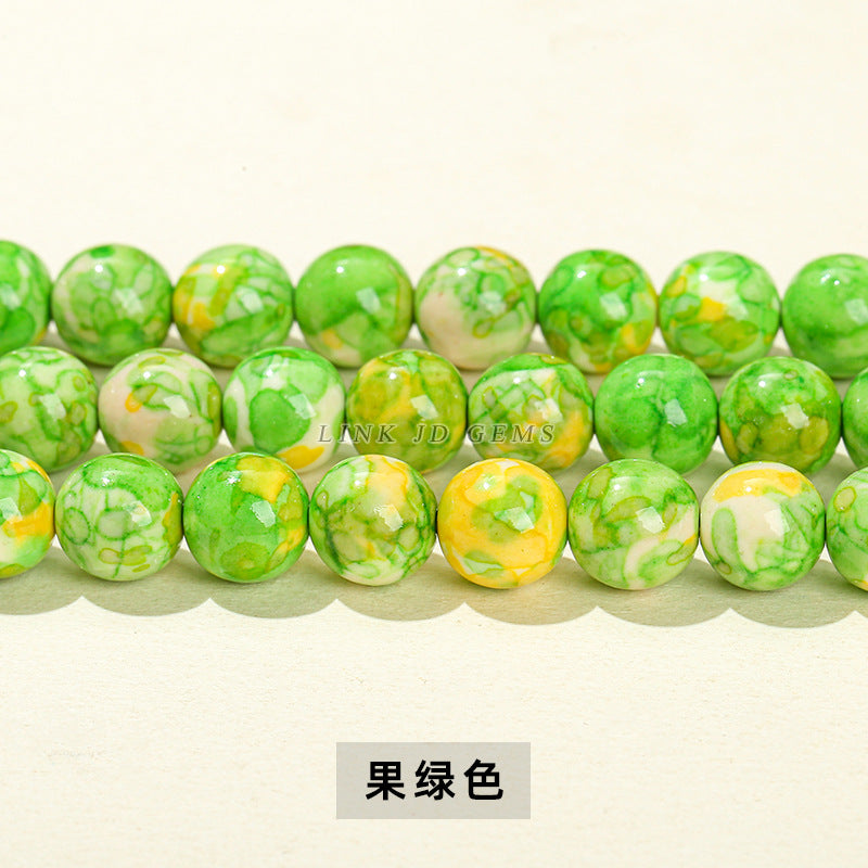 Perlas sueltas de piedra de color lluvia de color sintético, cuentas de jade 
