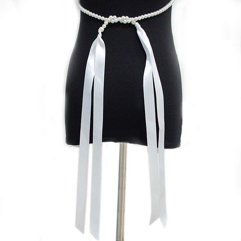 Pearl Strap Skinny Waist Chain
