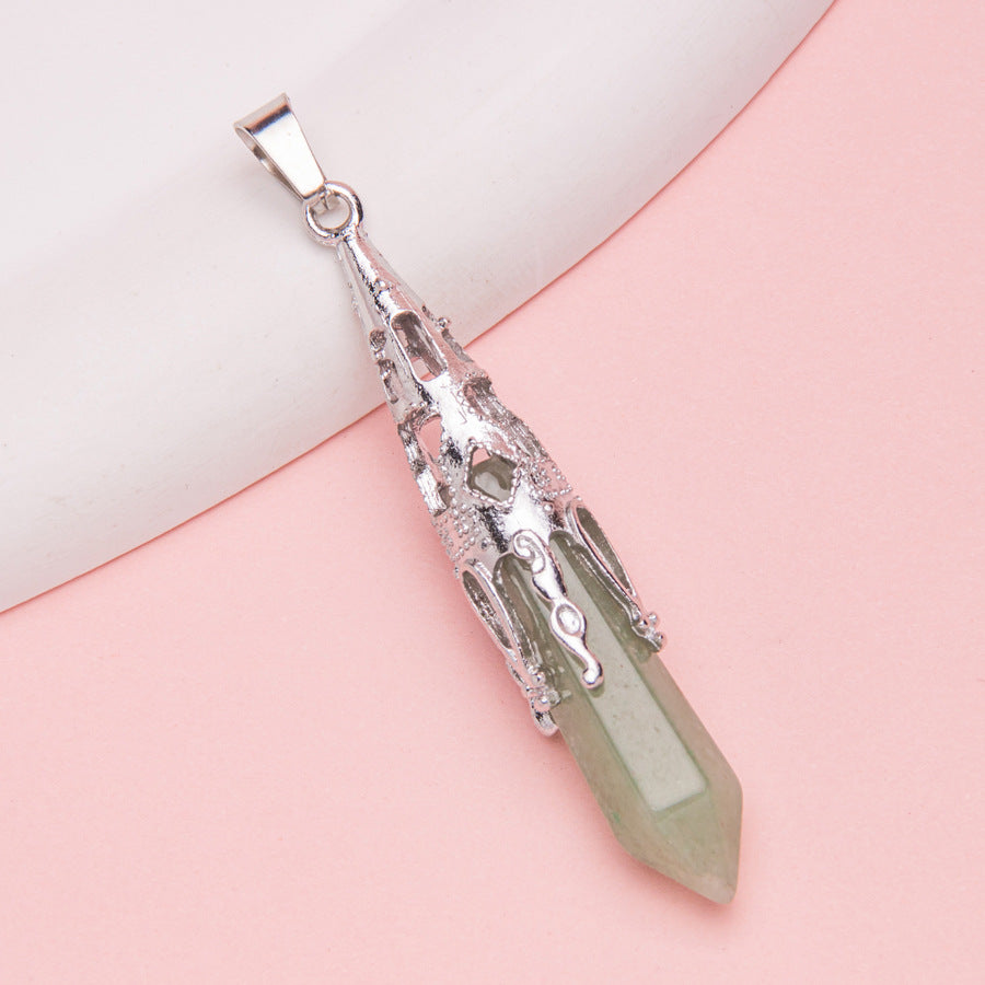 Crystal Agate Hexagonal Pyramid Pendulum Pendant