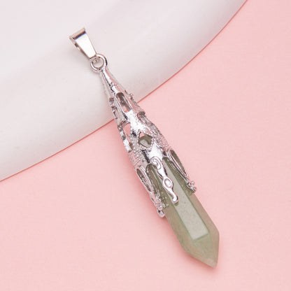 Crystal Agate Hexagonal Pyramid Pendulum Pendant