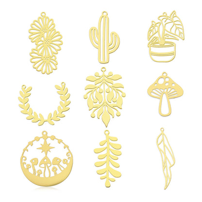 5 pcs/pack, mushroom flower titanium steel pendant.