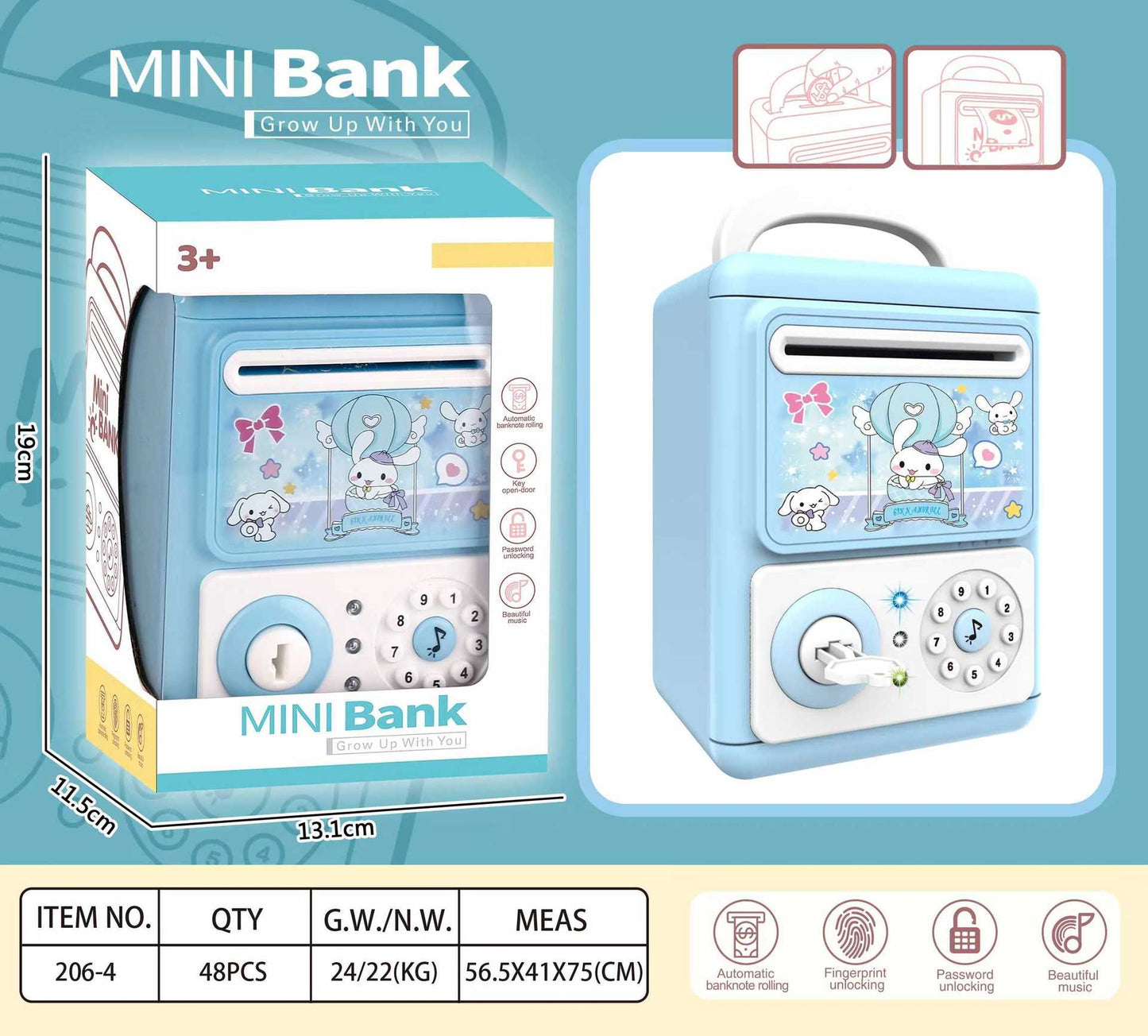 Fingerprint Money Bank, Password Safe for Boys and Girls