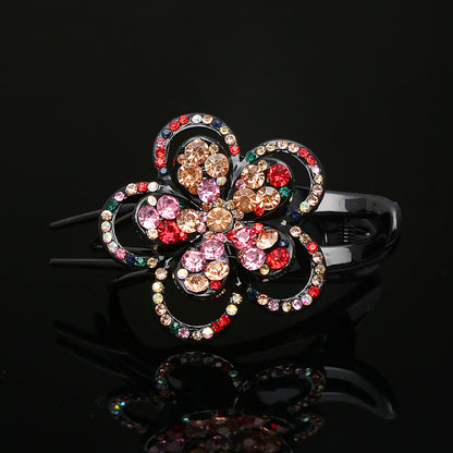 Disc hair five-petaled flower rhinestone grab clip headdress