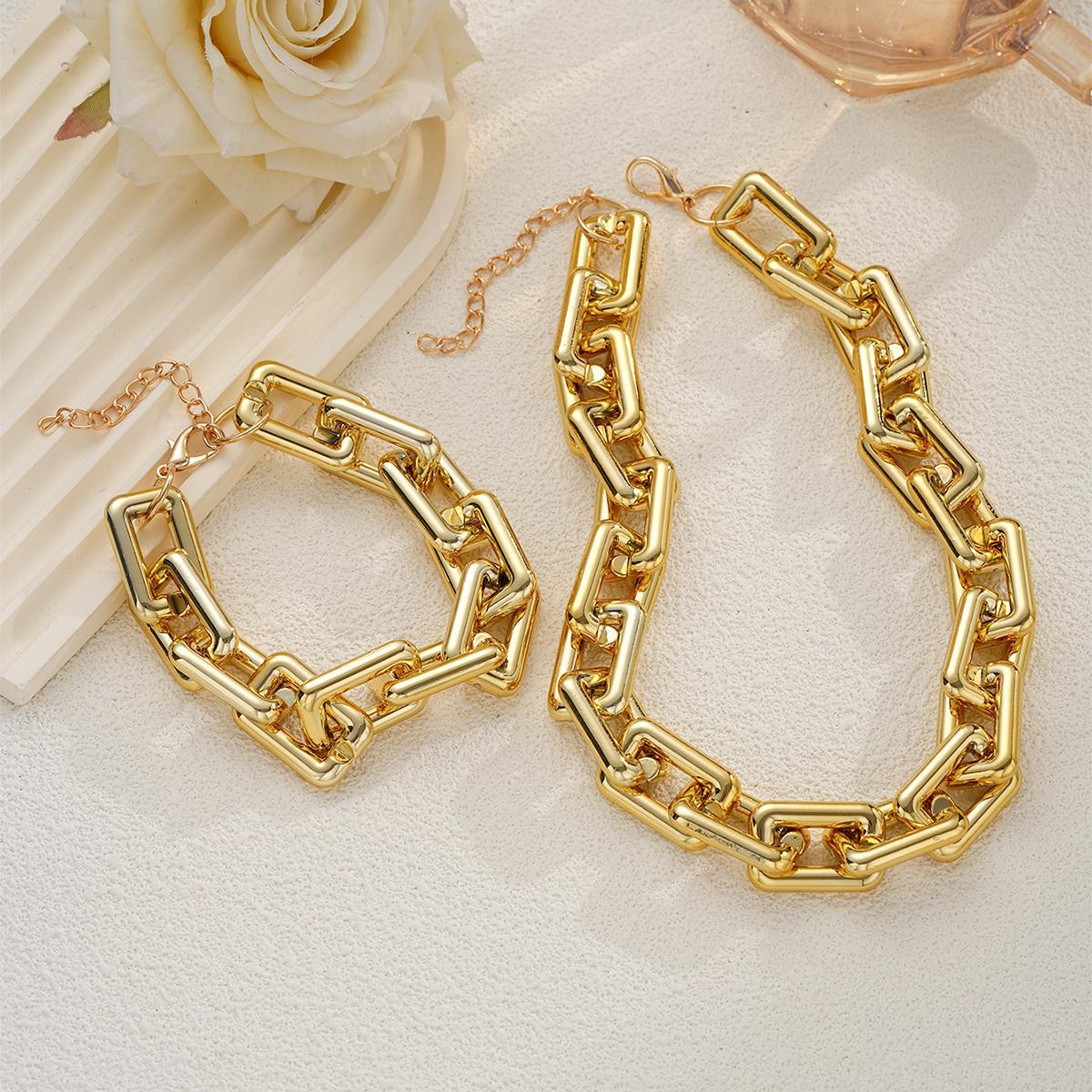 Geometric Thick Chain Jewelry Set